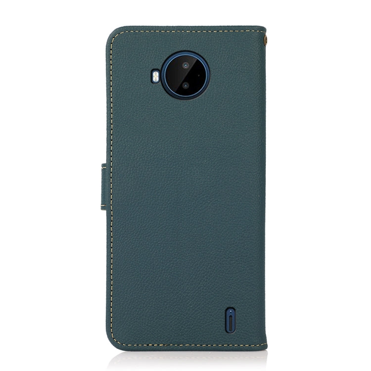 For Nokia C20 Plus KHAZNEH Custer Genuine Leather RFID Phone Case(Green) - Nokia Cases by buy2fix | Online Shopping UK | buy2fix
