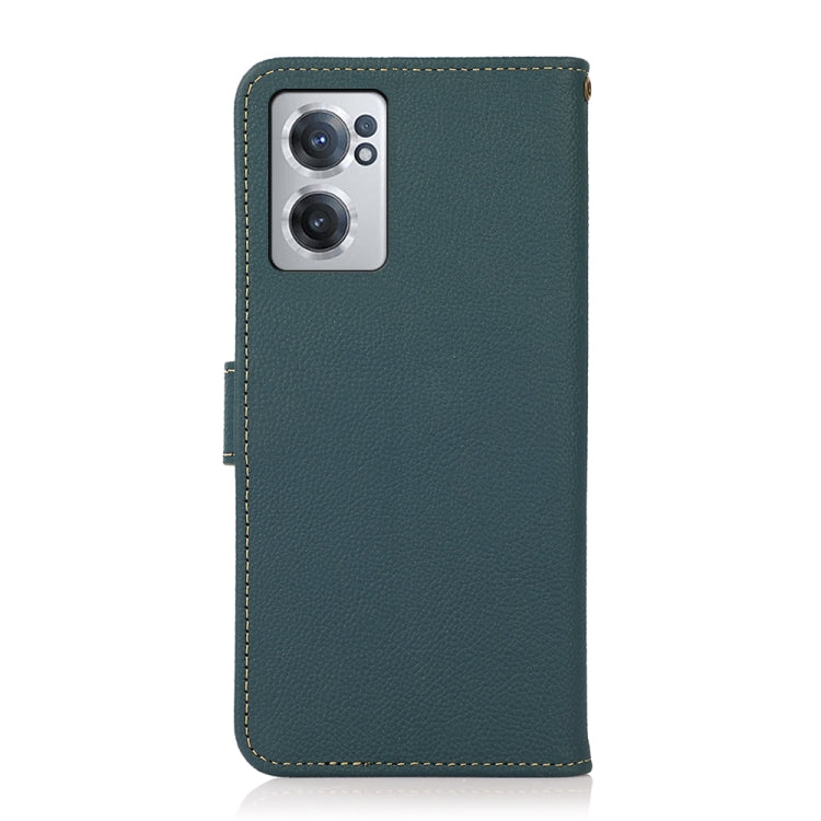 For OnePlus Nord CE 2 5G KHAZNEH Custer Genuine Leather RFID Phone Case(Green) - OnePlus Cases by buy2fix | Online Shopping UK | buy2fix
