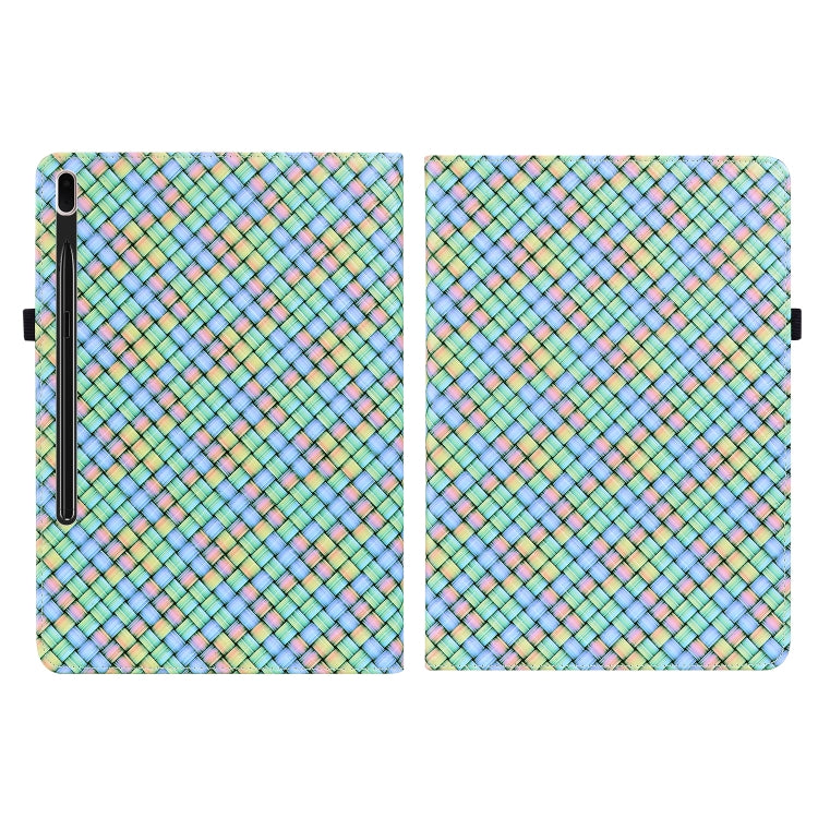 For Samsung Galaxy Tab S8 / Tab S7 Color Weave Texture Flip Leather Tablet Case with Holder(Rainbow) by buy2fix