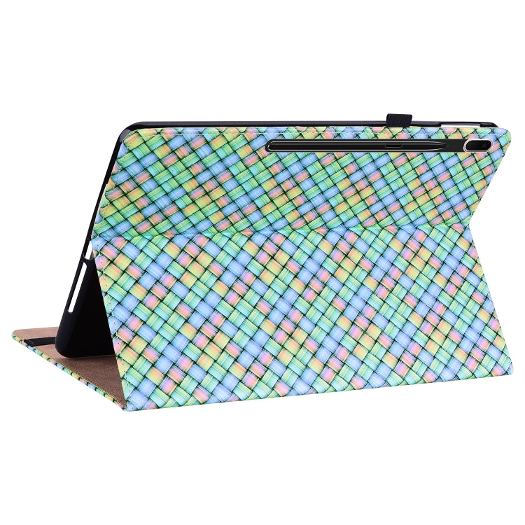 For Samsung Galaxy Tab S8 / Tab S7 Color Weave Texture Flip Leather Tablet Case with Holder(Rainbow) by buy2fix