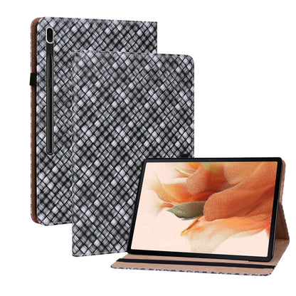 For Samsung Galaxy Tab S8 / Tab S7 Color Weave Texture Flip Leather Tablet Case with Holder(Black) by buy2fix