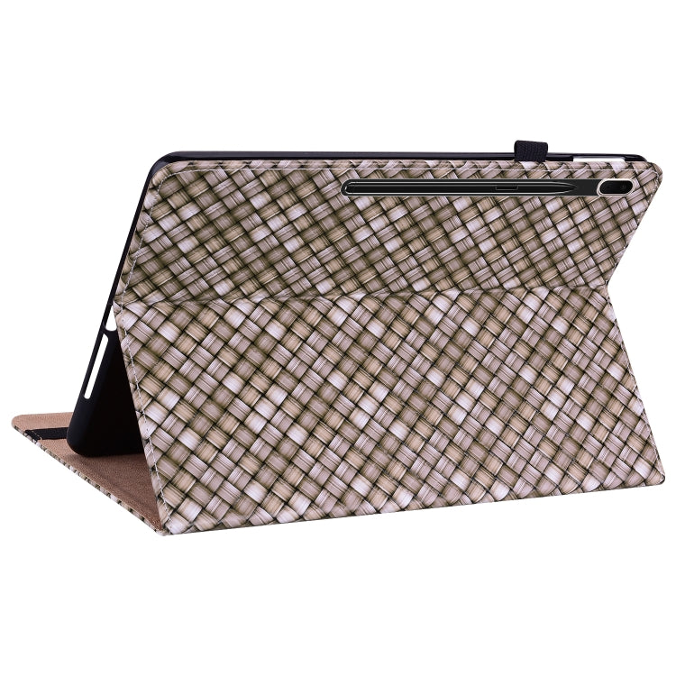 For Samsung Galaxy Tab S8 / Tab S7 Color Weave Texture Flip Leather Tablet Case with Holder(Brown) by buy2fix