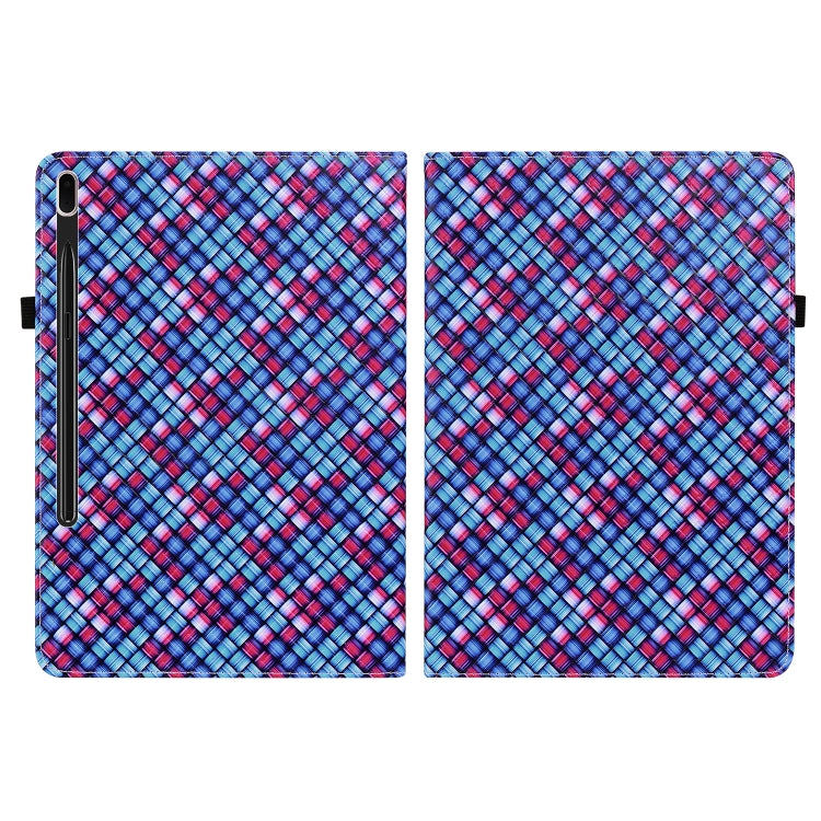 For Samsung Galaxy Tab S8 / Tab S7 Color Weave Texture Flip Leather Tablet Case with Holder(Blue) by buy2fix