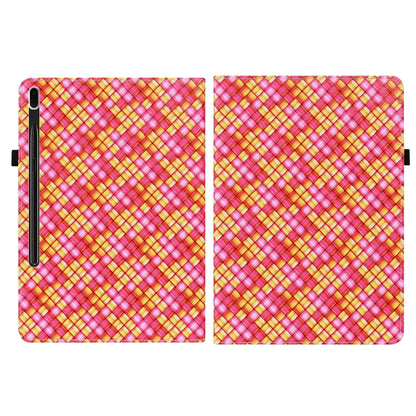 For Samsung Galaxy Tab S8 / Tab S7 Color Weave Texture Flip Leather Tablet Case with Holder(Rose Red) by buy2fix