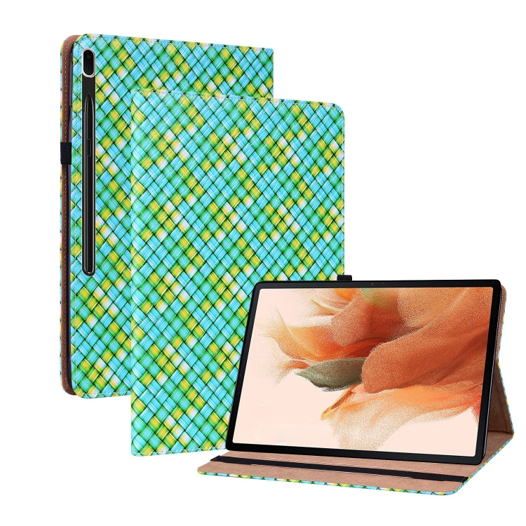 For Samsung Galaxy Tab S8 / Tab S7 Color Weave Texture Flip Leather Tablet Case with Holder(Green) by buy2fix