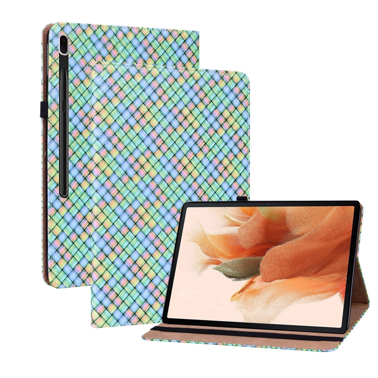 For Samsung Galaxy Tab S8+ / Tab S7+ Color Weave Texture Flip Leather Tablet Case with Holder(Rainbow) by buy2fix