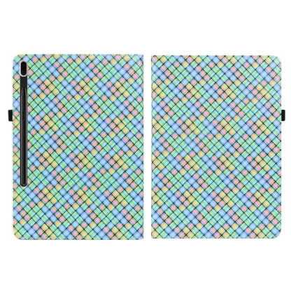 For Samsung Galaxy Tab S8+ / Tab S7+ Color Weave Texture Flip Leather Tablet Case with Holder(Rainbow) by buy2fix