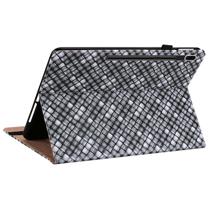 For Samsung Galaxy Tab S8+ / Tab S7+ Color Weave Texture Flip Leather Tablet Case with Holder(Black) by buy2fix