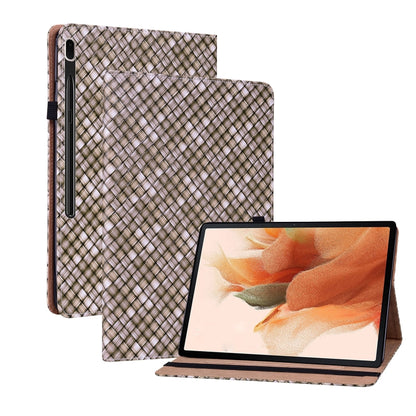 For Samsung Galaxy Tab S8+ / Tab S7+ Color Weave Texture Flip Leather Tablet Case with Holder(Brown) by buy2fix