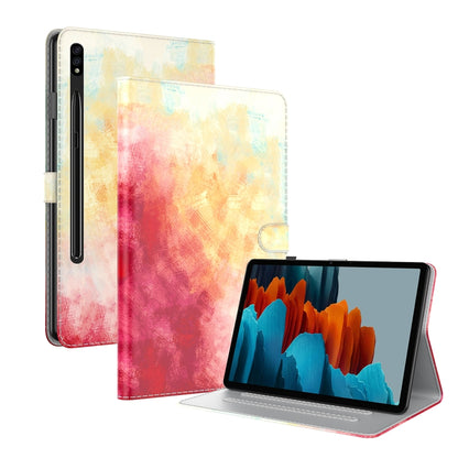 For Samsung Galaxy Tab S8 / Tab S7 Watercolor Pattern Flip Leather Tablet Case(Spring Cherry) by buy2fix