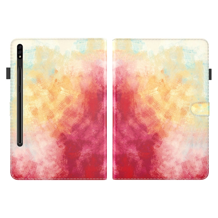 For Samsung Galaxy Tab S8 / Tab S7 Watercolor Pattern Flip Leather Tablet Case(Spring Cherry) by buy2fix