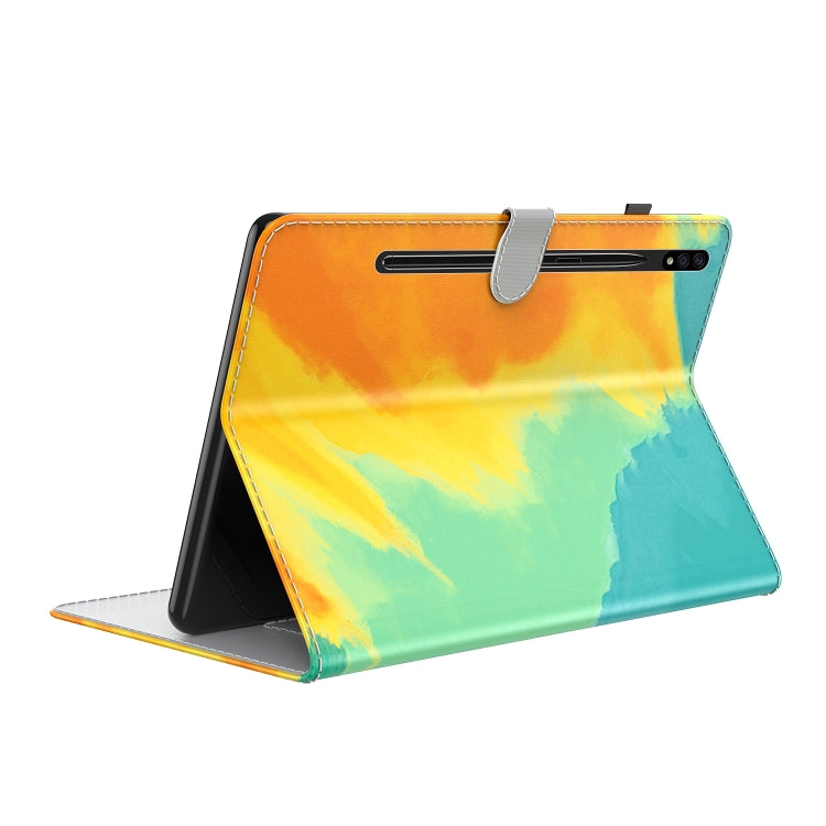 For Samsung Galaxy Tab S9 Watercolor Pattern Flip Leather Tablet Case(Autumn Leaves) - Galaxy Tab S9 Cases by buy2fix | Online Shopping UK | buy2fix