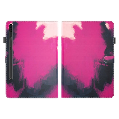 For Samsung Galaxy Tab S9 Watercolor Pattern Flip Leather Tablet Case(Berry Color) - Galaxy Tab S9 Cases by buy2fix | Online Shopping UK | buy2fix