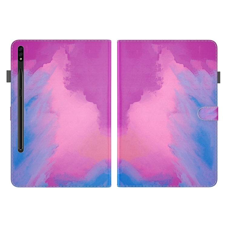 For Samsung Galaxy Tab S9 Watercolor Pattern Flip Leather Tablet Case(Purple Red) - Galaxy Tab S9 Cases by buy2fix | Online Shopping UK | buy2fix