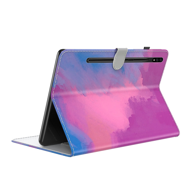 For Samsung Galaxy Tab S9 Watercolor Pattern Flip Leather Tablet Case(Purple Red) - Galaxy Tab S9 Cases by buy2fix | Online Shopping UK | buy2fix