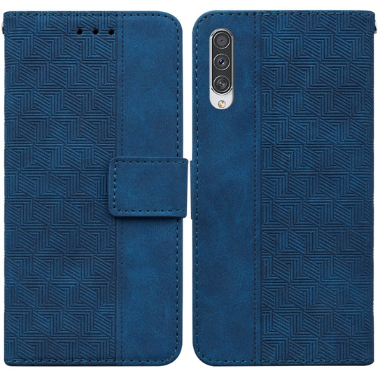 For Samsung Galaxy A50 / A30s / A50s Geometric Embossed Leather Phone Case(Blue)