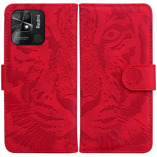For Xiaomi Redmi 10C Tiger Embossing Pattern Horizontal Flip Leather Phone Case(Red)