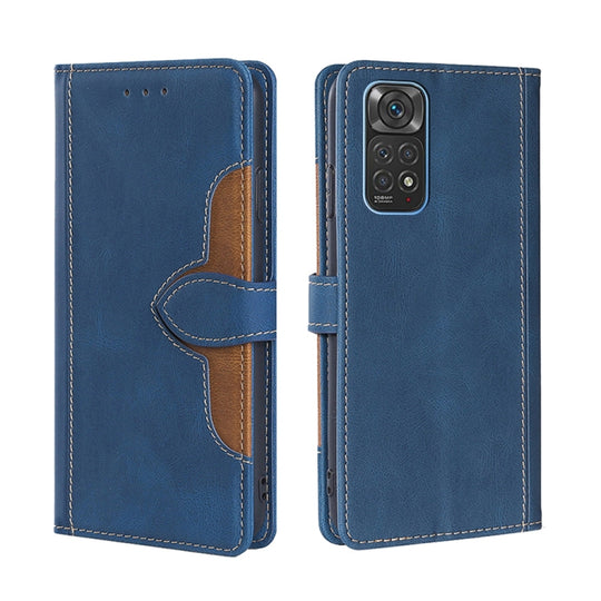 For Xiaomi Redmi Note 11 4G / Note 11S Skin Feel Straw Hat Magnetic Buckle Leather Phone Case(Blue)