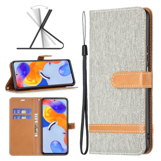 For Xiaomi Redmi Note 11 Pro International Version Color Matching Denim Texture Leather Phone Case(Grey)
