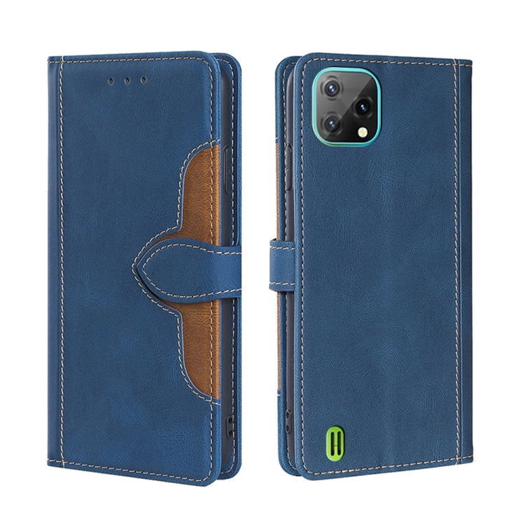 For Blackview A55 Skin Feel Straw Hat Magnetic Buckle Leather Phone Case(Blue) - More Brand by buy2fix | Online Shopping UK | buy2fix