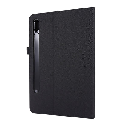For Samsung Galaxy Tab S8 Ultra Horizontal Flip Fabric Leather Tablet Case with Card Slots & Holder(Black) by buy2fix