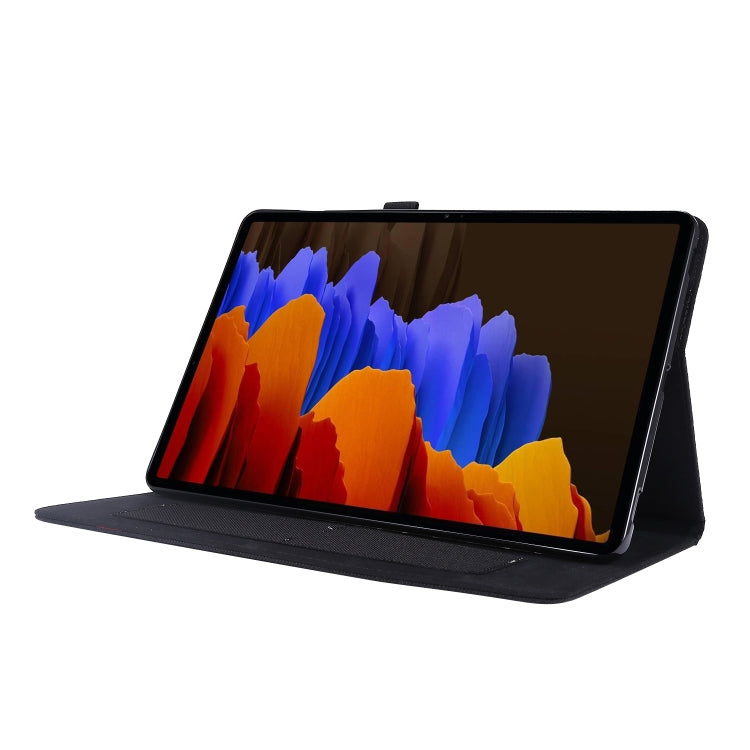 For Samsung Galaxy Tab S8 Ultra Horizontal Flip Fabric Leather Tablet Case with Card Slots & Holder(Black) by buy2fix