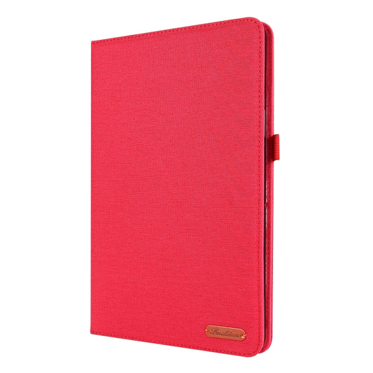 For Samsung Galaxy Tab S8 Ultra Horizontal Flip Fabric Leather Tablet Case with Card Slots & Holder(Red) by buy2fix