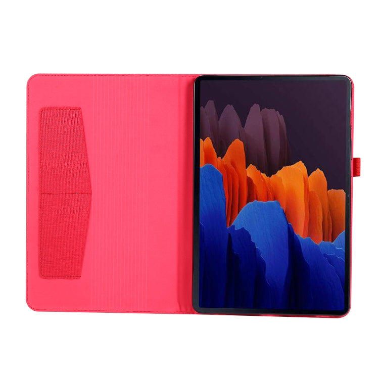 For Samsung Galaxy Tab S8 Ultra Horizontal Flip Fabric Leather Tablet Case with Card Slots & Holder(Red) by buy2fix
