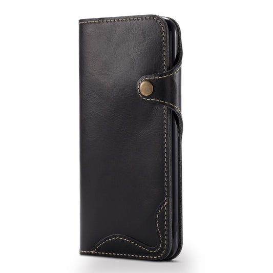 For iPhone 6 Denior Oil Wax Cowhide Magnetic Button Horizontal Flip Leather Case with Card Slots & Wallet(Black) - More iPhone Cases by Denior | Online Shopping UK | buy2fix
