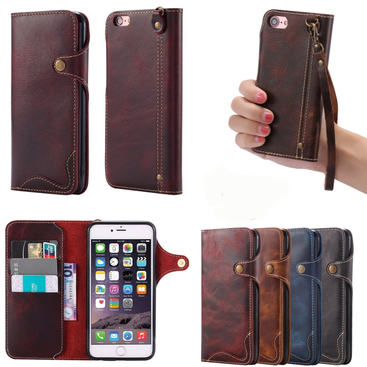 For iPhone 6 Denior Oil Wax Cowhide Magnetic Button Horizontal Flip Leather Case with Card Slots & Wallet(Black) - More iPhone Cases by Denior | Online Shopping UK | buy2fix