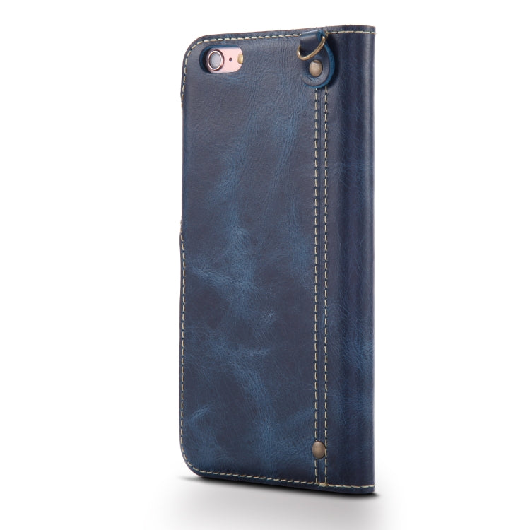 For iPhone 6 Denior Oil Wax Cowhide Magnetic Button Horizontal Flip Leather Case with Card Slots & Wallet(Dark Blue) - More iPhone Cases by Denior | Online Shopping UK | buy2fix