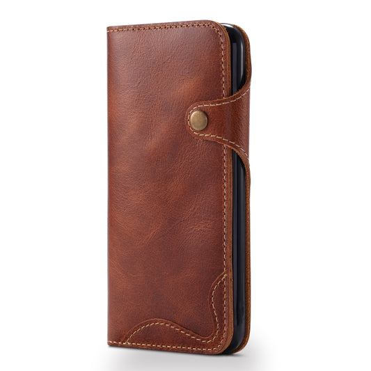 For iPhone 6 Plus / 6s Plus Denior Oil Wax Cowhide Magnetic Button Horizontal Flip Leather Case with Card Slots & Wallet(Brown) - More iPhone Cases by Denior | Online Shopping UK | buy2fix