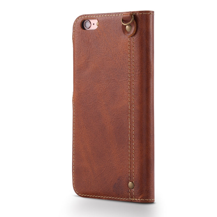 For iPhone 6 Plus / 6s Plus Denior Oil Wax Cowhide Magnetic Button Horizontal Flip Leather Case with Card Slots & Wallet(Brown) - More iPhone Cases by Denior | Online Shopping UK | buy2fix