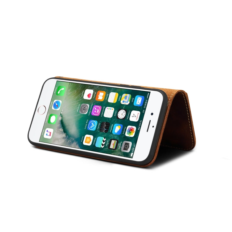 For iPhone 6 Plus / 6s Plus Denior Oil Wax Cowhide Magnetic Button Horizontal Flip Leather Case with Card Slots & Wallet(Brown) - More iPhone Cases by Denior | Online Shopping UK | buy2fix