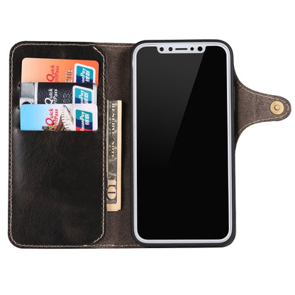 For iPhone XS Max Denior Oil Wax Cowhide Magnetic Button Horizontal Flip Leather Case with Card Slots & Wallet(Black) - More iPhone Cases by Denior | Online Shopping UK | buy2fix