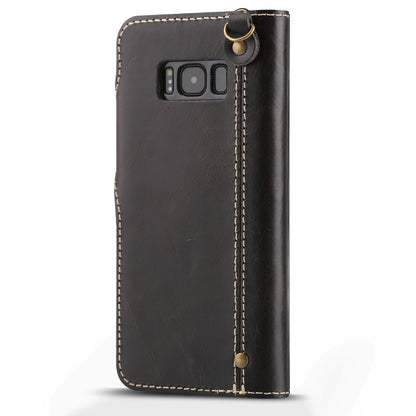 For Galaxy S8 Denior Oil Wax Cowhide Magnetic Button Horizontal Flip Leather Case with Card Slots & Wallet(Black) - Galaxy Phone Cases by Denior | Online Shopping UK | buy2fix