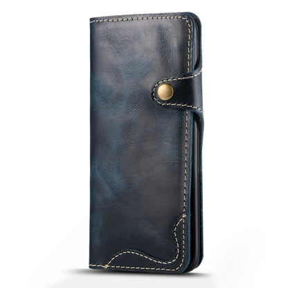 For Galaxy S8 Plus Denior Oil Wax Cowhide Magnetic Button Horizontal Flip Leather Case with Card Slots & Wallet(Dark Blue) - Galaxy Phone Cases by Denior | Online Shopping UK | buy2fix