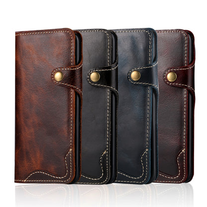 For Galaxy S8 Plus Denior Oil Wax Cowhide Magnetic Button Horizontal Flip Leather Case with Card Slots & Wallet(Brown) - Galaxy Phone Cases by Denior | Online Shopping UK | buy2fix