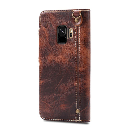 For Galaxy S9 Denior Oil Wax Cowhide Magnetic Button Horizontal Flip Leather Case with Card Slots & Wallet(Brown) - Galaxy Phone Cases by Denior | Online Shopping UK | buy2fix
