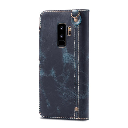 For Galaxy S9 Plus Denior Oil Wax Cowhide Magnetic Button Horizontal Flip Leather Case with Card Slots & Wallet(Dark Blue) - Galaxy Phone Cases by Denior | Online Shopping UK | buy2fix