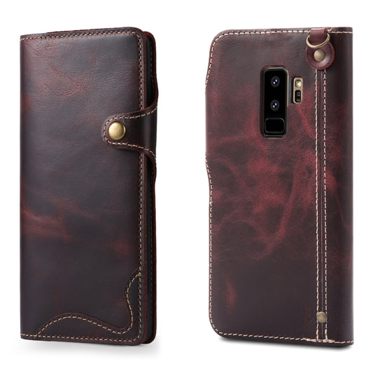 For Galaxy S9 Plus Denior Oil Wax Cowhide Magnetic Button Horizontal Flip Leather Case with Card Slots & Wallet(Dark Red) - Galaxy Phone Cases by Denior | Online Shopping UK | buy2fix