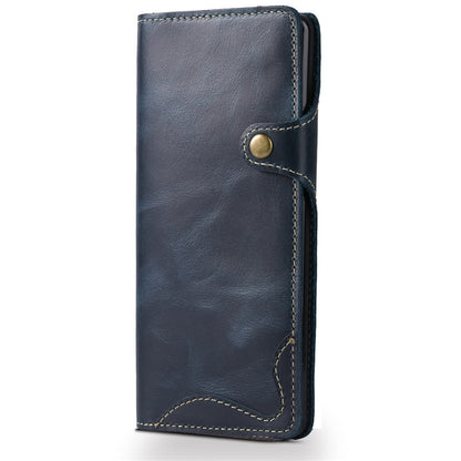 For Galaxy Note 8 Denior Oil Wax Cowhide Magnetic Button Horizontal Flip Leather Case with Card Slots & Wallet(Dark Blue) - Galaxy Phone Cases by Denior | Online Shopping UK | buy2fix
