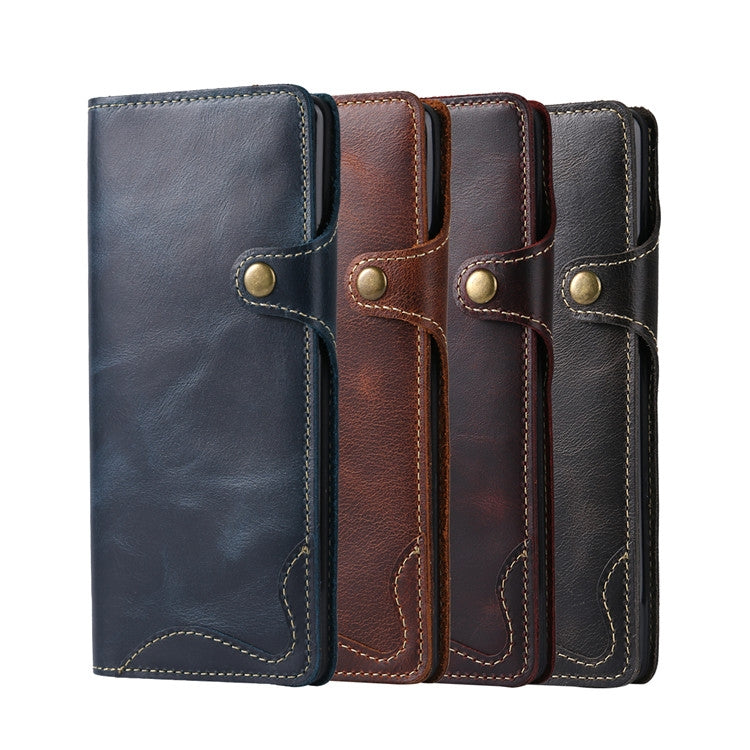 For Galaxy Note 8 Denior Oil Wax Cowhide Magnetic Button Horizontal Flip Leather Case with Card Slots & Wallet(Dark Red) - Galaxy Phone Cases by Denior | Online Shopping UK | buy2fix
