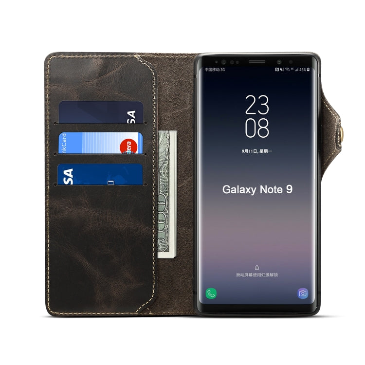 For Galaxy Note9 Denior Oil Wax Cowhide Magnetic Button Horizontal Flip Leather Case with Card Slots & Wallet(Black) - Galaxy Phone Cases by Denior | Online Shopping UK | buy2fix