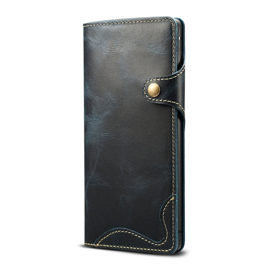 For Galaxy Note9 Denior Oil Wax Cowhide Magnetic Button Horizontal Flip Leather Case with Card Slots & Wallet(Dark Blue) - Galaxy Phone Cases by Denior | Online Shopping UK | buy2fix