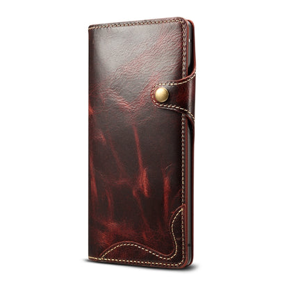 For Galaxy Note9 Denior Oil Wax Cowhide Magnetic Button Horizontal Flip Leather Case with Card Slots & Wallet(Dark Red) - Galaxy Phone Cases by Denior | Online Shopping UK | buy2fix