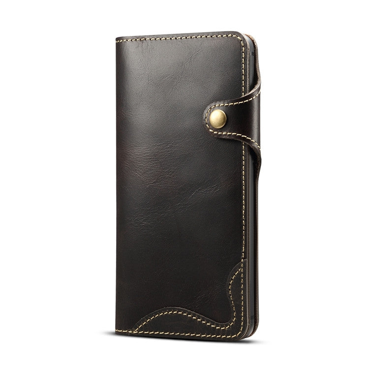 For Huawei Mate 20 Denior Oil Wax Cowhide Magnetic Button Horizontal Flip Leather Case with Card Slots & Wallet(Black) - Huawei Cases by Denior | Online Shopping UK | buy2fix