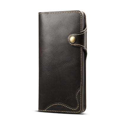 For Huawei Mate 20 Denior Oil Wax Cowhide Magnetic Button Horizontal Flip Leather Case with Card Slots & Wallet(Black) - Huawei Cases by Denior | Online Shopping UK | buy2fix