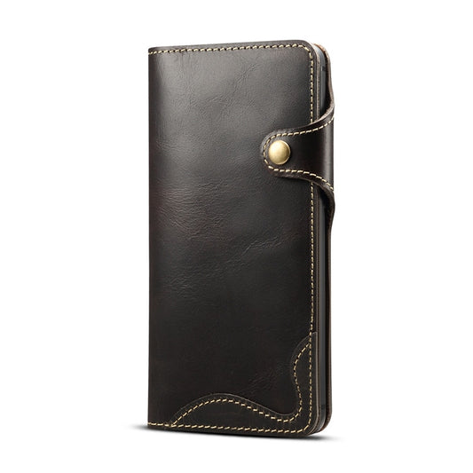 For Huawei Mate 20 Denior Oil Wax Cowhide Magnetic Button Horizontal Flip Leather Case with Card Slots & Wallet(Black) - Huawei Cases by Denior | Online Shopping UK | buy2fix
