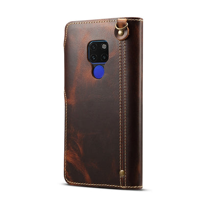 For Huawei Mate 20 Denior Oil Wax Cowhide Magnetic Button Horizontal Flip Leather Case with Card Slots & Wallet(Brown) - Huawei Cases by Denior | Online Shopping UK | buy2fix
